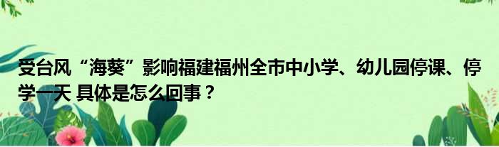 受台风“海葵”影响福建福州全市中小学、幼儿园停课、停学一天 具体是怎么回事？