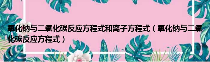 氧化钠与二氧化碳反应方程式和离子方程式（氧化钠与二氧化碳反应方程式）