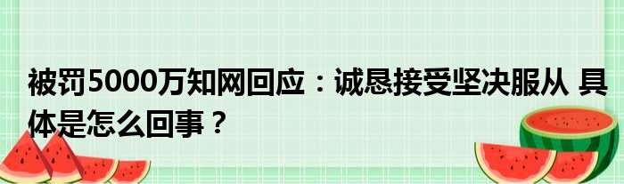 被罚5000万知网回应：诚恳接受坚决服从 具体是怎么回事？