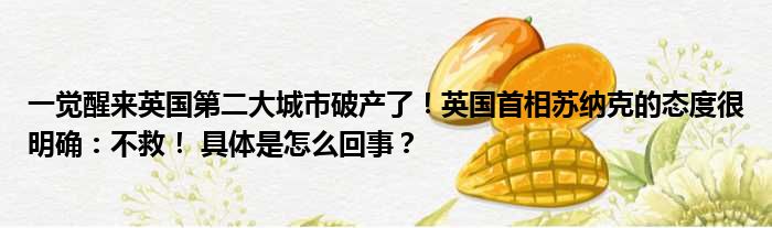 一觉醒来英国第二大城市破产了！英国首相苏纳克的态度很明确：不救！ 具体是怎么回事？