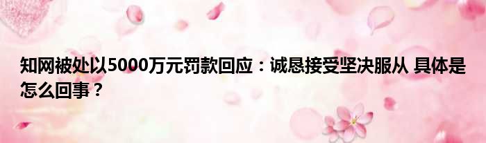 知网被处以5000万元罚款回应：诚恳接受坚决服从 具体是怎么回事？