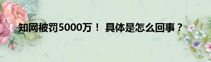 知网被罚5000万！ 具体是怎么回事？