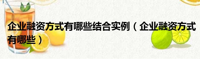 企业融资方式有哪些结合实例（企业融资方式有哪些）