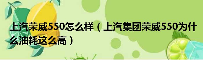 上汽荣威550怎么样（上汽集团荣威550为什么油耗这么高）