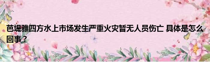 芭堤雅四方水上市场发生严重火灾暂无人员伤亡 具体是怎么回事？