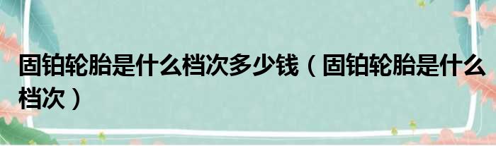 固铂轮胎是什么档次多少钱（固铂轮胎是什么档次）