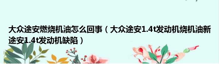 大众途安燃烧机油怎么回事（大众途安1.4t发动机烧机油新途安1.4t发动机缺陷）