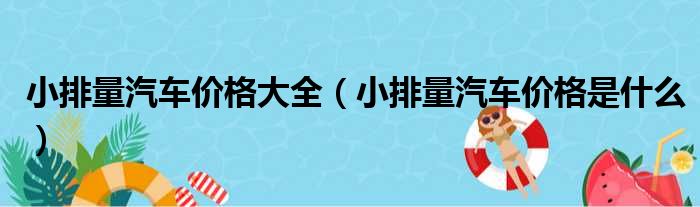 小排量汽车价格大全（小排量汽车价格是什么）