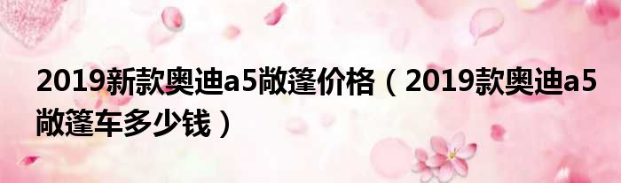 2019新款奥迪a5敞篷价格（2019款奥迪a5敞篷车多少钱）