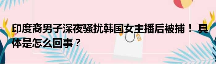 印度裔男子深夜骚扰韩国女主播后被捕！ 具体是怎么回事？