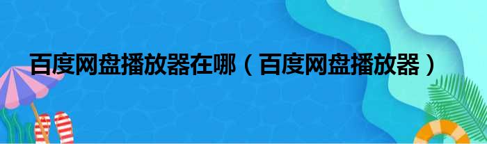 百度网盘播放器在哪（百度网盘播放器）