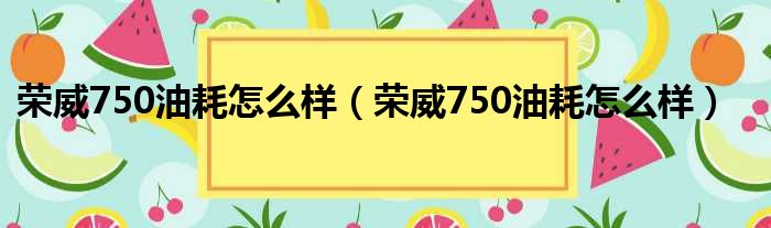 荣威750油耗怎么样（荣威750油耗怎么样）