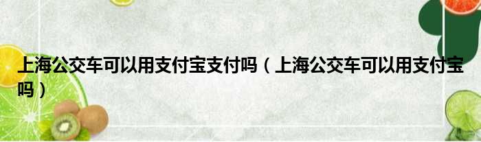 上海公交车可以用支付宝支付吗（上海公交车可以用支付宝吗）