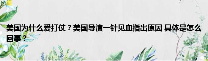 美国为什么爱打仗？美国导演一针见血指出原因 具体是怎么回事？