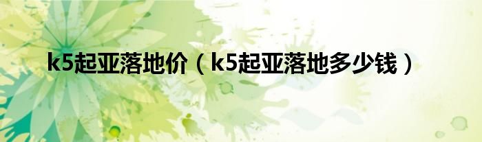 k5起亚落地价（k5起亚落地多少钱）