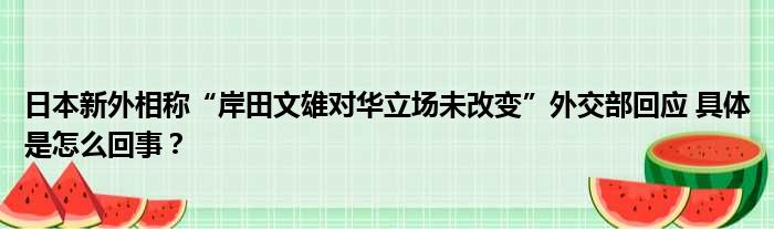 日本新外相称“岸田文雄对华立场未改变”外交部回应 具体是怎么回事？