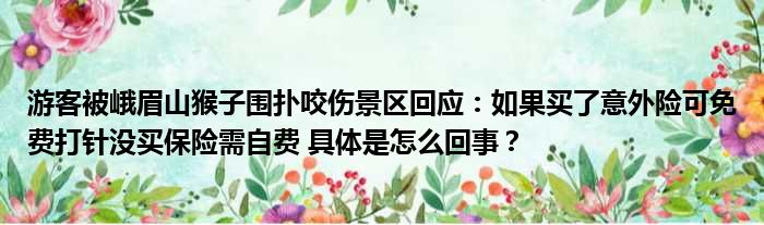 游客被峨眉山猴子围扑咬伤景区回应：如果买了意外险可免费打针没买保险需自费 具体是怎么回事？