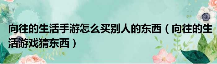 向往的生活手游怎么买别人的东西（向往的生活游戏猜东西）