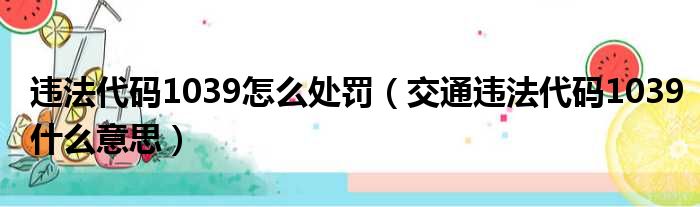 违法代码1039怎么处罚（交通违法代码1039什么意思）