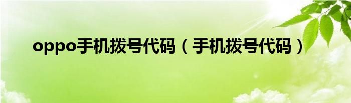 oppo手机拨号代码（手机拨号代码）