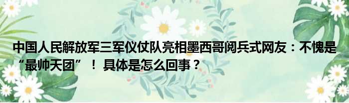 中国人民解放军三军仪仗队亮相墨西哥阅兵式网友：不愧是“最帅天团”！ 具体是怎么回事？