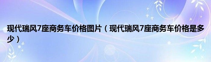 现代瑞风7座商务车价格图片（现代瑞风7座商务车价格是多少）