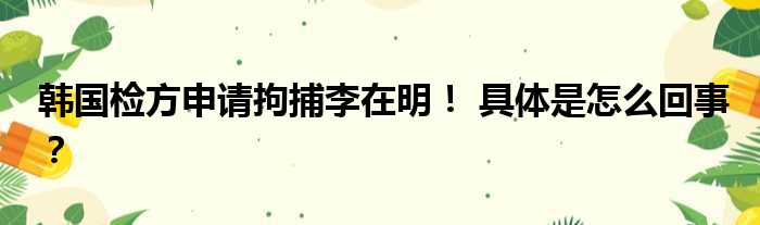 韩国检方申请拘捕李在明！ 具体是怎么回事？