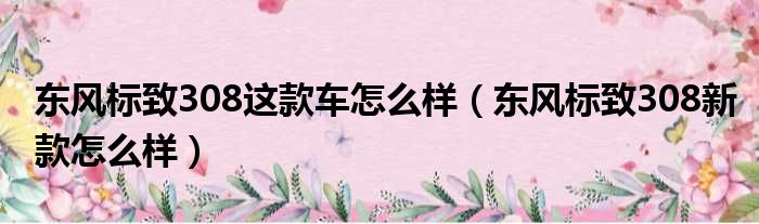 东风标致308这款车怎么样（东风标致308新款怎么样）