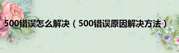 500错误怎么解决（500错误原因解决方法）