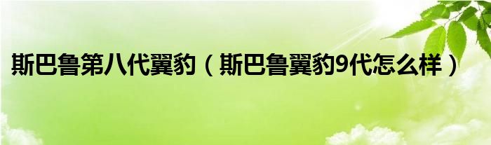 斯巴鲁第八代翼豹（斯巴鲁翼豹9代怎么样）