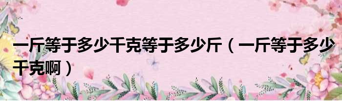 一斤等于多少千克等于多少斤（一斤等于多少千克啊）