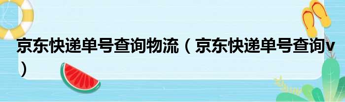 京东快递单号查询物流（京东快递单号查询v）