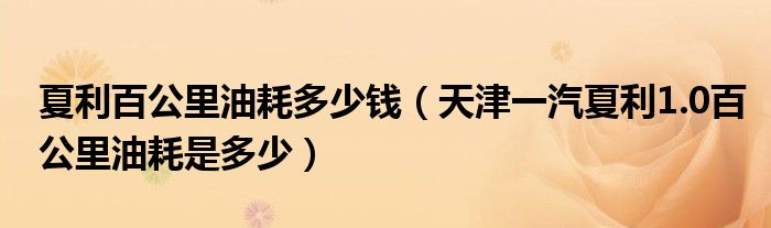 夏利百公里油耗多少钱（天津一汽夏利1.0百公里油耗是多少）