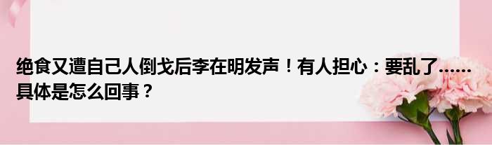 绝食又遭自己人倒戈后李在明发声！有人担心：要乱了…… 具体是怎么回事？