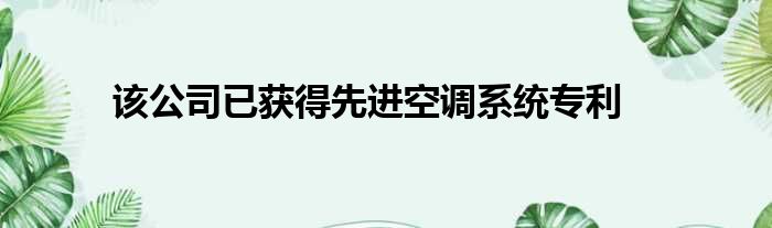 该公司已获得先进空调系统专利