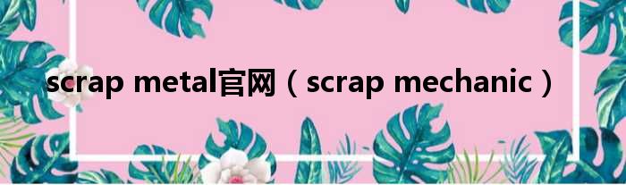 scrap metal官网（scrap mechanic）