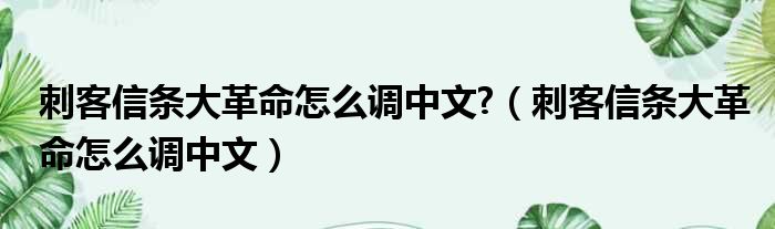 刺客信条大革命怎么调中文?（刺客信条大革命怎么调中文）