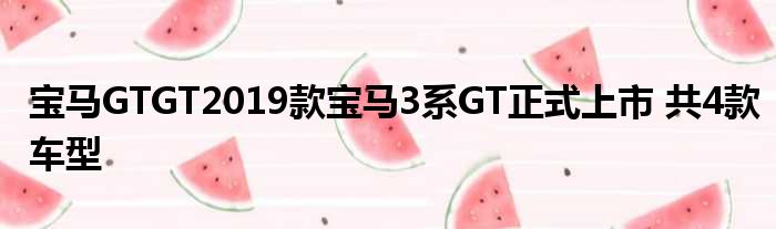 宝马GTGT2019款宝马3系GT正式上市 共4款车型