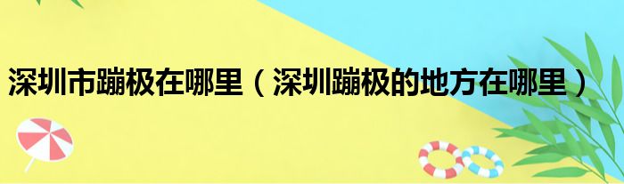 深圳市蹦极在哪里（深圳蹦极的地方在哪里）