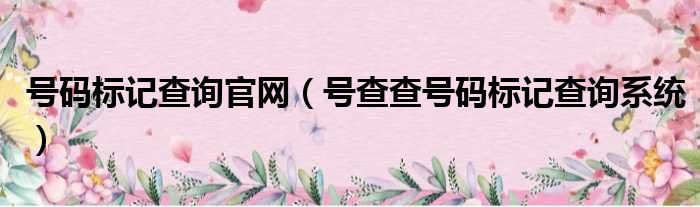 号码标记查询官网（号查查号码标记查询系统）