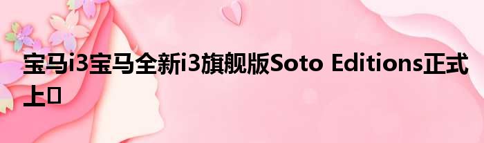 宝马i3宝马全新i3旗舰版Soto Editions正式上�