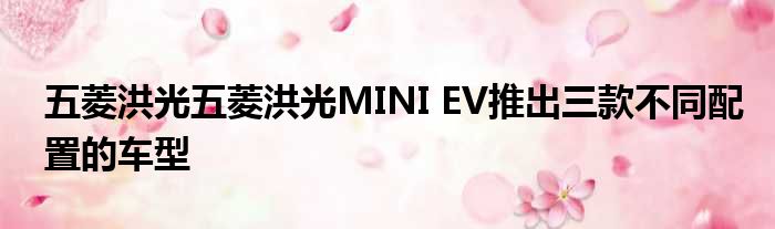 五菱洪光五菱洪光MINI EV推出三款不同配置的车型