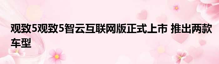 观致5观致5智云互联网版正式上市 推出两款车型