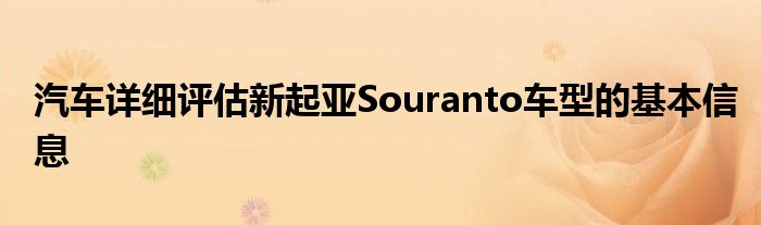 汽车详细评估新起亚Souranto车型的基本信息