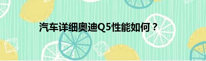 汽车详细奥迪Q5性能如何？