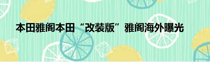 本田雅阁本田“改装版”雅阁海外曝光