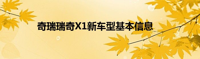 奇瑞瑞奇X1新车型基本信息