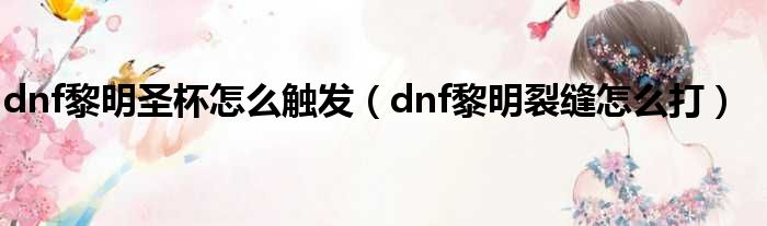 dnf黎明圣杯怎么触发（dnf黎明裂缝怎么打）