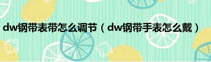 dw钢带表带怎么调节（dw钢带手表怎么戴）