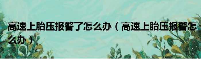 高速上胎压报警了怎么办（高速上胎压报警怎么办）